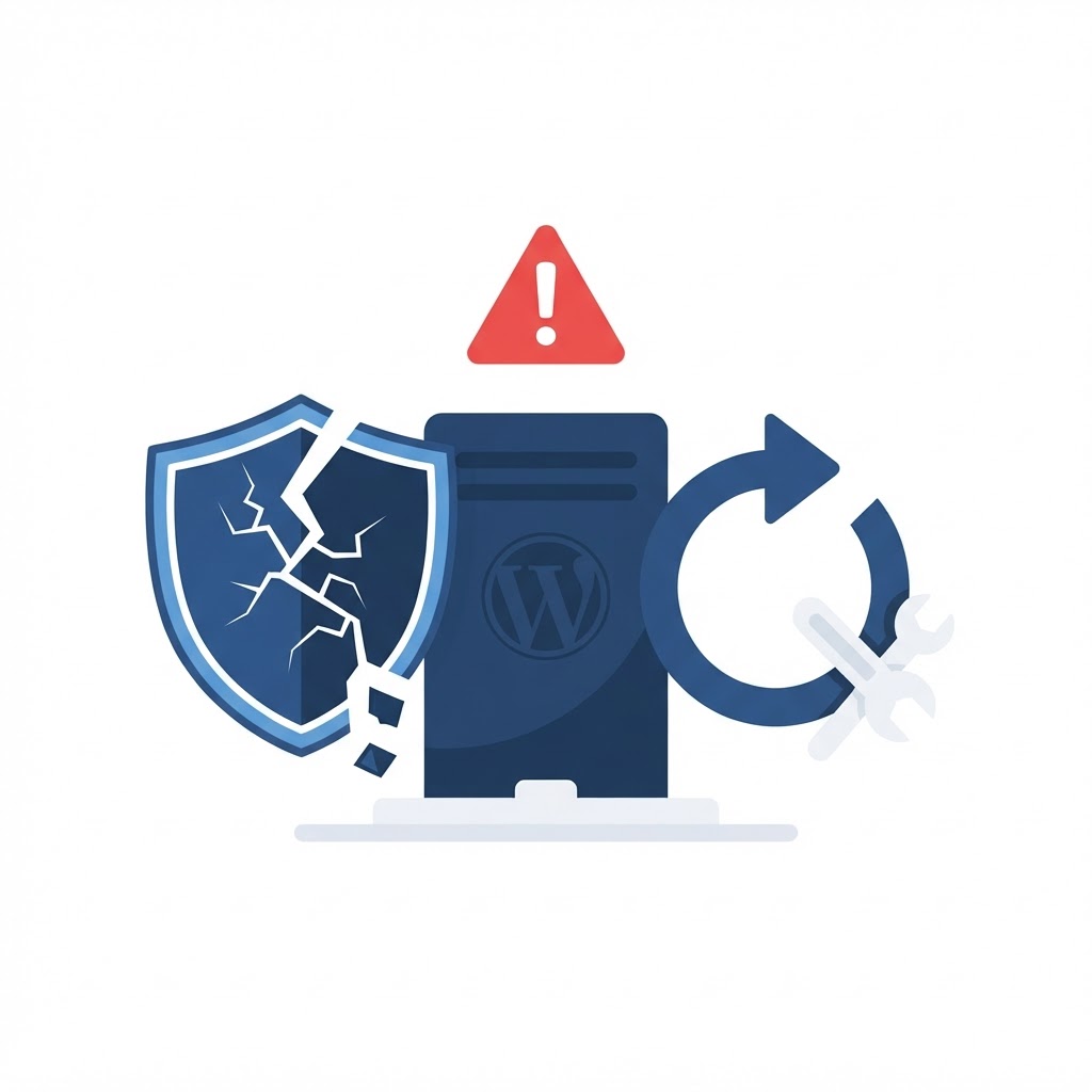 Illustration of a WordPress backup plugin security flaw warning
